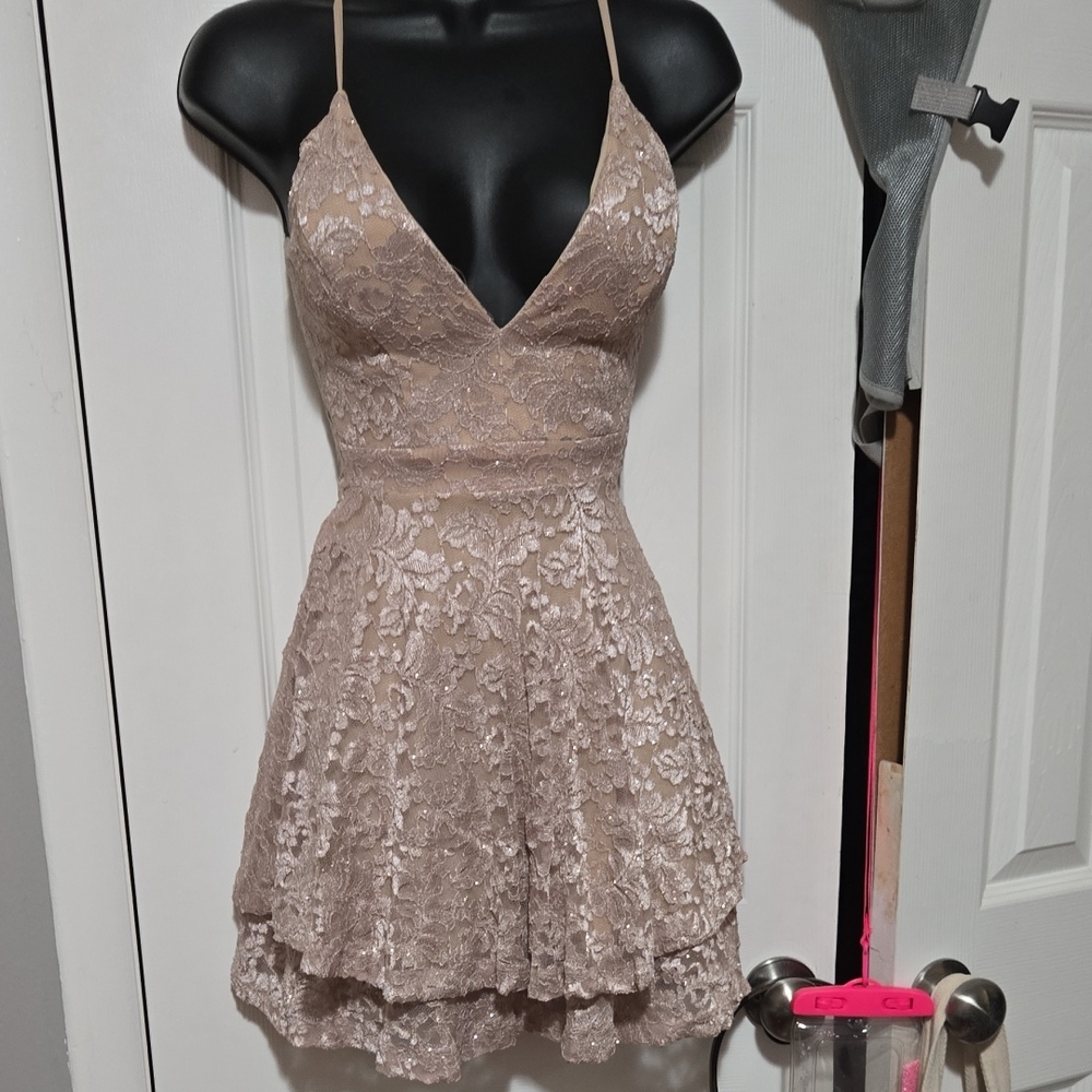 Emerald Sundae Lace Mini Dress in Cream